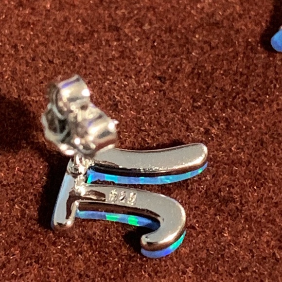 Blue Pi Symbol Earrings - Picture 11 of 11